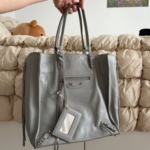 Balenciaga Gray Leather Tote Bag